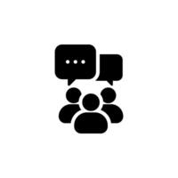 Group discussion icon. Ideal for illustrating communication, teamwork, brainstorming, and online meetings. vector