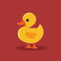 Duckling flat illustration. Yellow little duck isolated on solid background. Minimalistic modern style vector