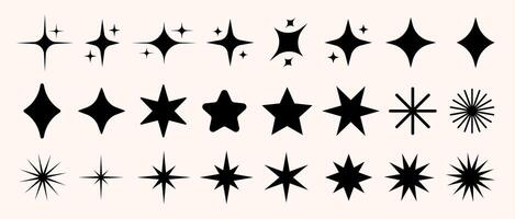 Sparkles stars shapes icons collection. Decorative twinkles and bursts forms. Abstract shining and sparkling flash forms. Decorative glowing light effects. Geometric graphic elements vector