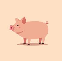 Pig flat illustration. Farm animal art isolated on solid background. Minimalistic modern style vector