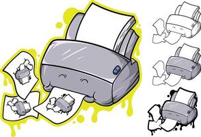 a printer with paper and a paper cutter vector
