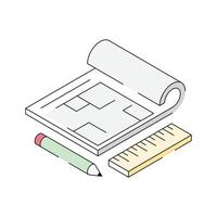 Visually engaging isometric icon showing architectural design vector