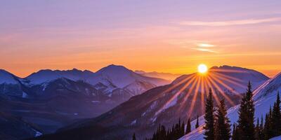 Stunning Sunrise Over Mountain Range photo