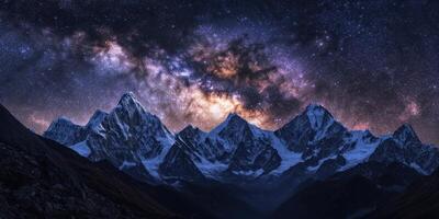 Starlit Mountain Range Under Milky Way photo