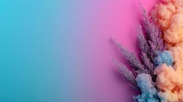 Colorful smoke on a blue and pink background photo