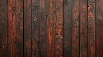 Wooden wall background with dark brown stain photo