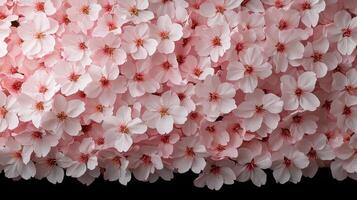 A large group of pink flowers on a black background photo