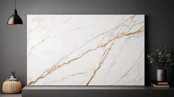 A large white marble wall with gold lines photo