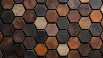 A close up of a wall with a variety of different colored tiles photo