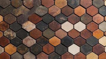 A wall made of different colored tiles photo