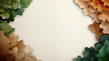 Colorful paper cut leaves on a white background photo