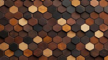 A wall made of wooden hexagons photo