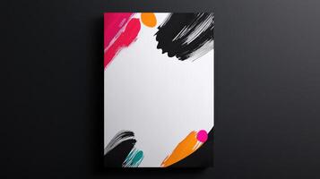 A white wall with a colorful abstract painting photo