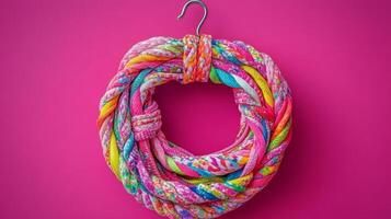Neatly Coiled Belts on Hanger - Portrait View photo