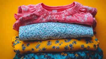 Portrait of Perfectly Arranged Blouses in Isolated Setting photo