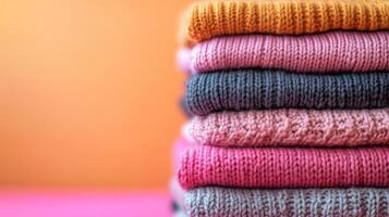 Neatly Stacked Sweaters Portrait in the Wardrobe photo