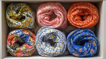 Carefully Folded Scarves in Drawer photo