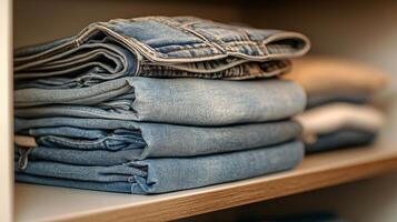 Neatly Folded Jeans Portrait photo