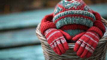 Neatly Tucked Gloves Basket Portrait photo
