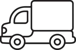Simple line drawing of a delivery truck in profile view. vector
