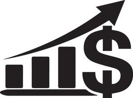 Growth chart with dollar sign icon on white background. vector