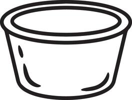 Simple black and white illustration of a round, shallow container vector