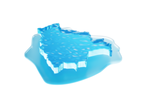 Ice Map of Bolivia global warming melting glacier in deep blue water 3d illustration png