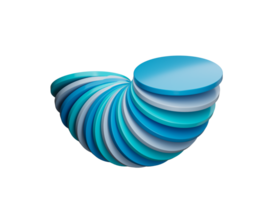 3D Abstract overlapping circular discs, arranged in a spiral. 3D Illustration png