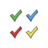 illustration of checkmarks in various colors, symbolizing approval, validation, and success. Ideal for use in presentations, documents, and graphic designs conveying agreement or correctness. vector