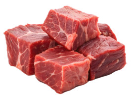 Fresh Raw Diced Lamb Fillet Tenderloin on Transparent Background png