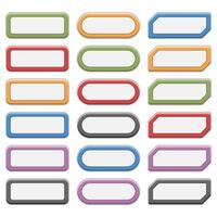 Blank colored buttons, three styles, six colors vector