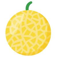 Whole yellow melon with green stem and textured skin, ideal for healthy lifestyle projects, food packaging, summer graphics vector