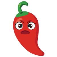 Angry red chili pepper with expressive eyes and bold look Ideal for food-related designs, kids books, nutrition apps and culinary branding vector