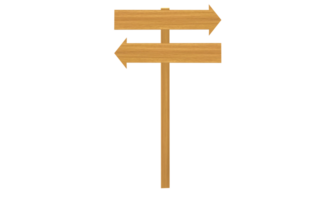 wooden signpost with arrows on it space for writing text, illustration, arrow pointing, transparent background. png