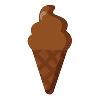 Chocolate ice cream cone in waffle cup, perfect for menu design, food packaging, summer ads, and dessert-themed projects vector