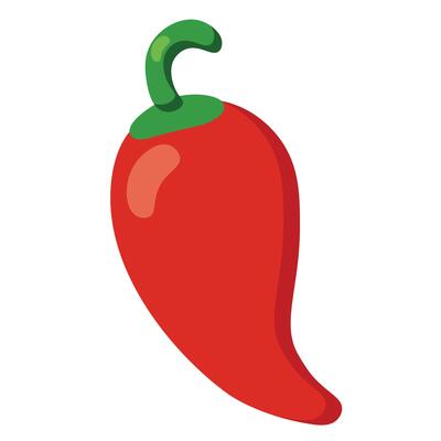 Simple red chili pepper illustration with green stem Ideal for food designs, spicy product labels, cooking blogs, and hot sauce packaging