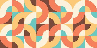 abstract bauhaus background design, seamless geometric background, abstract colorful pattern with retro color vector