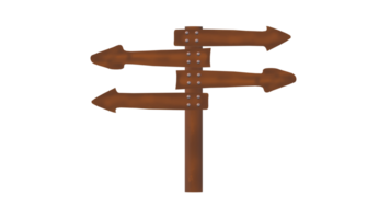 a wooden Signage wood directions Wood texture Space to write your message. Illustration. Arrow pointing. on Transparent background. png