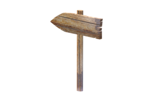 a wooden signpost Signage wood directions Wood texture Space to write your message. Illustration. Arrow pointing. Hanging chain. Transparent background. png