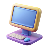 computer monitor with keyboard and mouse on a transparent background png