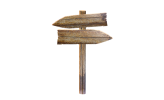 a wooden signpost with two arrows pointing in different directions png
