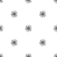 Minimal seamless pattern with hand drawn wildflowers. Features single daisy-like blooms that resemble echinacea, chamomile, rudbeckia or calendula. Perfect for subtle botanical designs and eco prints. vector