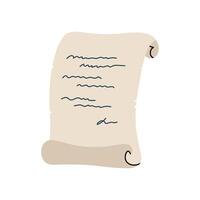 Paper scroll isolated on a white background. hand-drawn illustration in flat style. Perfect for decorations, logo, various designs. vector