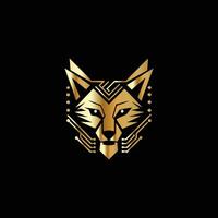 Technology Monogram design template a golden fox head on a black background vector