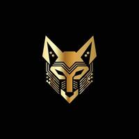 Technology Monogram design template .a golden fox head on a black background vector