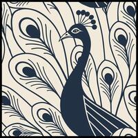 a peacock is shown in a patterned background vector