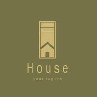 minimalist house logo design with rectangular frame vector