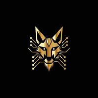 Technology Monogram design template . a golden fox head on a black background. vector