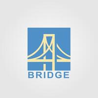 big bridge logo design with simple box frame vector