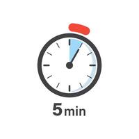 A stopwatch icon with the words 5 minutes vector